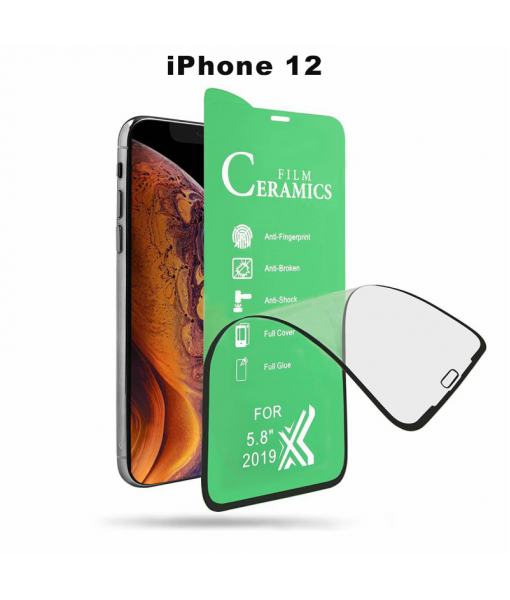 Folie Protectie ecran Apple iPhone 12, Ceramic Full Glue, transparenta Cu Margine Neagra
